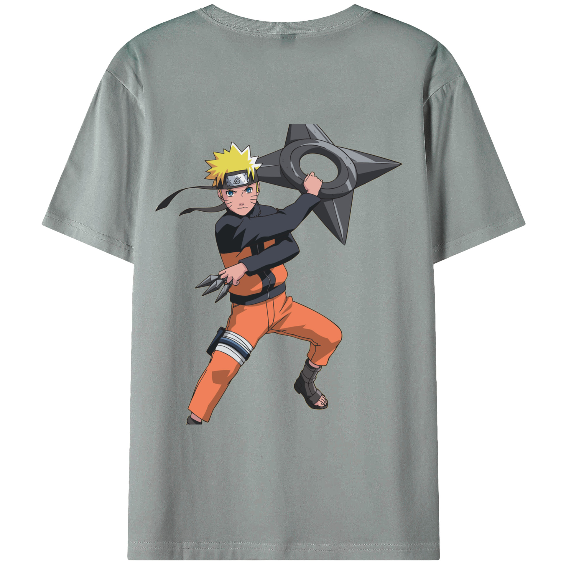 （画像用） NARUTO -ナルト- うずまき ナルト Uzumaki Naruto 綿100％ メンズ半袖Tシャツ（バックプリント） 通気性